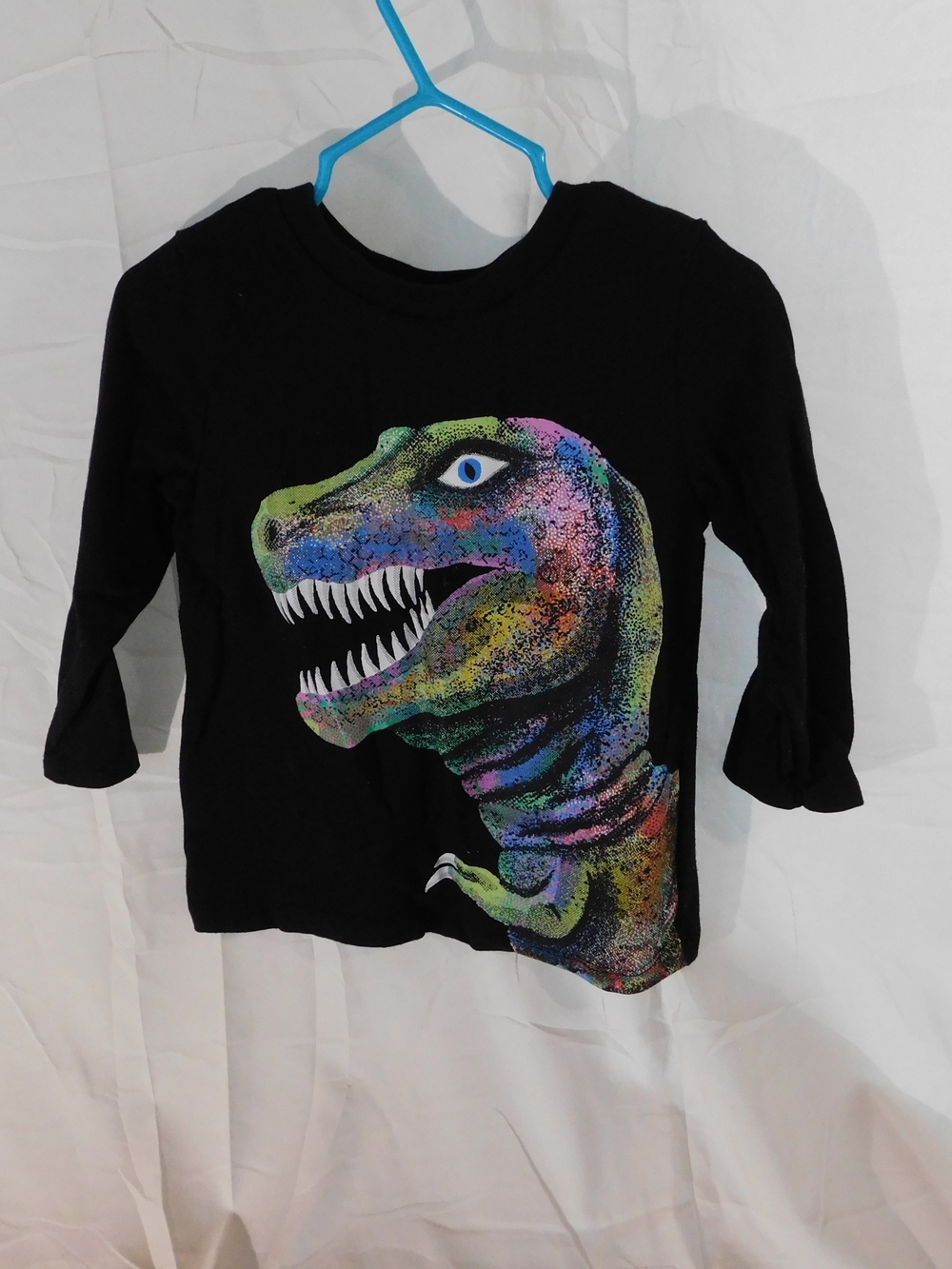 Black Dinosaur Graphic Long-Sleeve Kids Tee